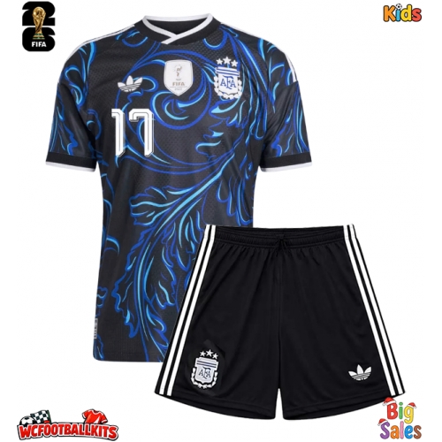Argentina Giuliano Simeone #17 Replica Away Stadium Kit for Kids World Cup 2026 Short Sleeve (+ pants)